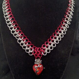 "Crimson Rose Heart Necklace" ❤️